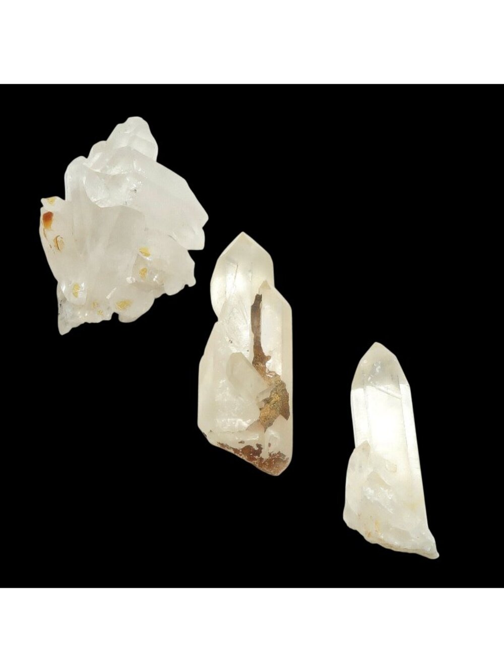 Clear Quartz Cluster Set of 3 Unique Natural Crystals Raw Lot